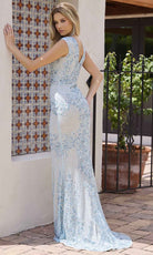 Primavera Couture 12175 - Short Sleeve Sequined Prom Gown