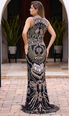 Primavera Couture 12177 - V-Neck Sequined Sheath Evening Gown - view 5