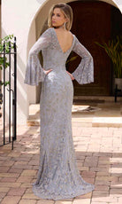 Primavera Couture 12185 - Bell Sleeve V-Neck Beaded Evening Gown - view 5