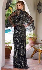 Primavera Couture 12189 - V-Neck Cape Sleeve Sequin Evening Gown - designer mother of the bride dress at Silhouette Dresses