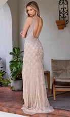 Primavera Couture 12192 - Scalloped V-Neck Beaded Evening Dress - view 4