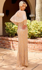 Primavera Couture 12207 - Long Beaded Dress with Cape Overlay - Silhouette Dresses