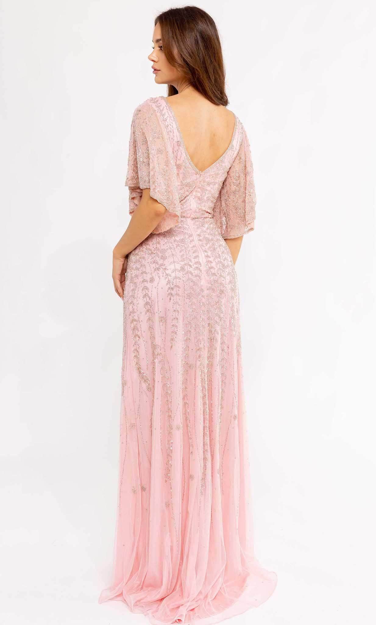 Primavera Couture 13101 - Flutter Sleeve Embroidered Gown - detail view