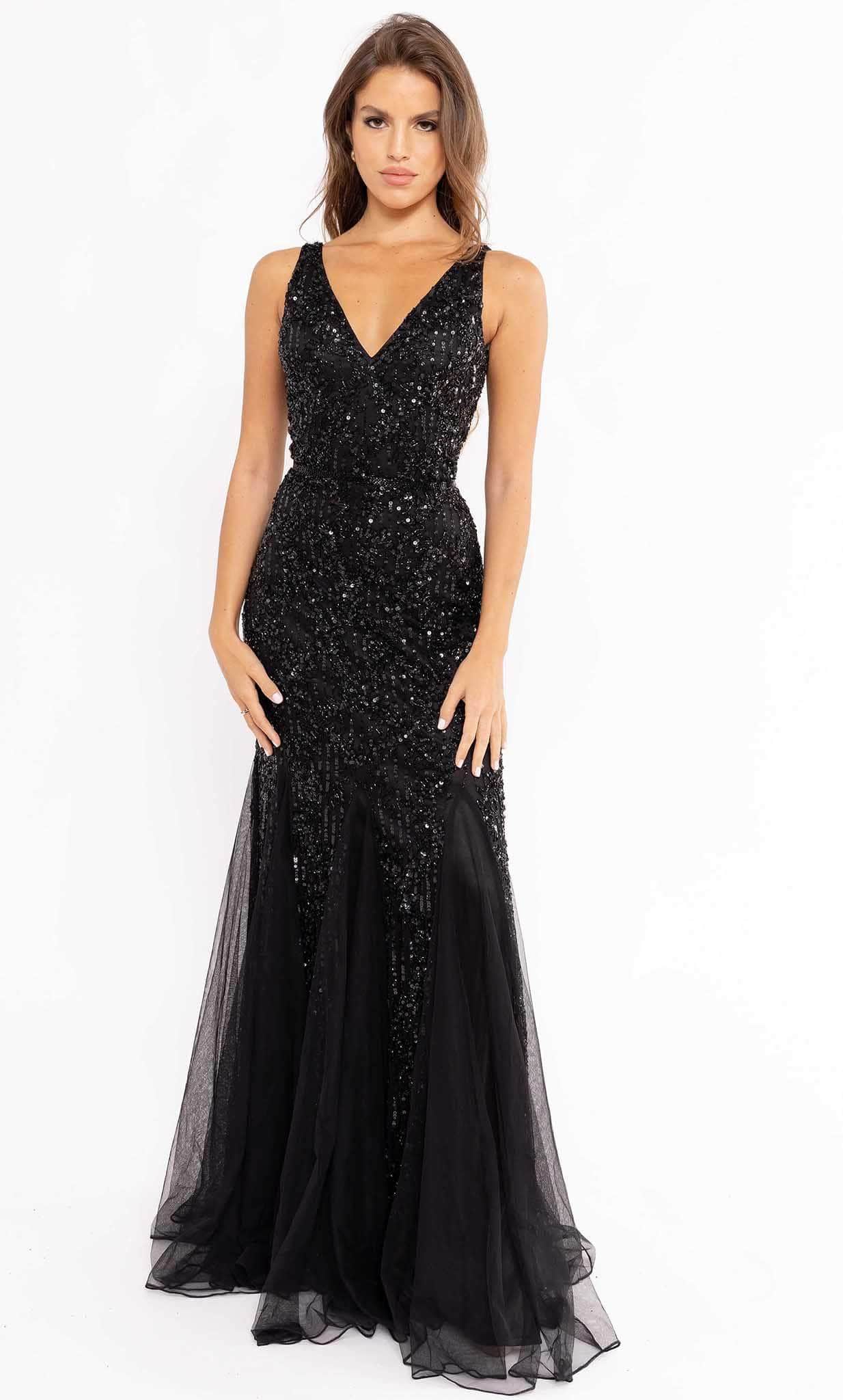 Primavera Couture 13107 - V Neck Sleeveless Sheath Gown - designer prom dress at Silhouette Dresses