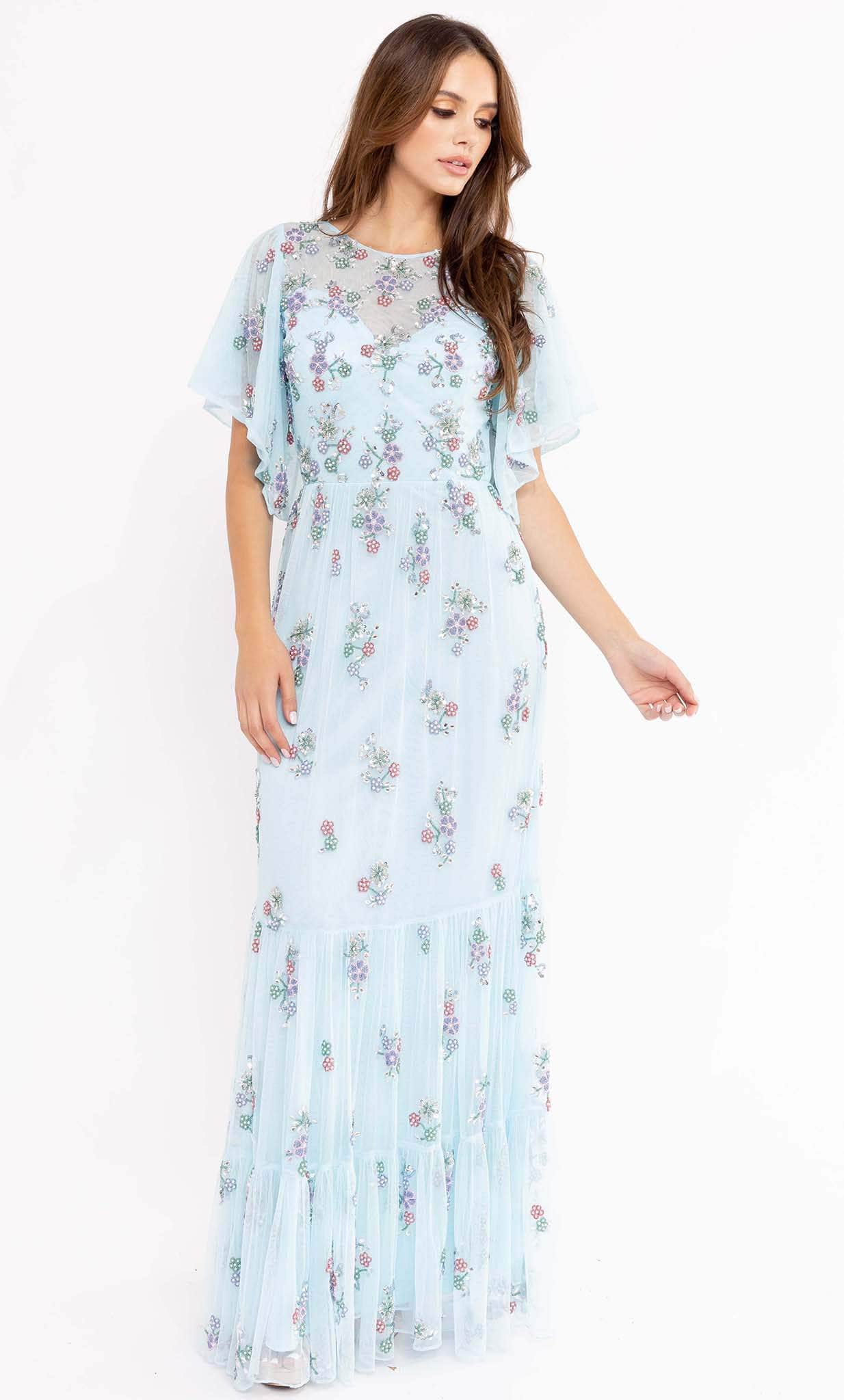 Primavera Couture 13108 - Soft-Looking Floral Long Dress - detail view
