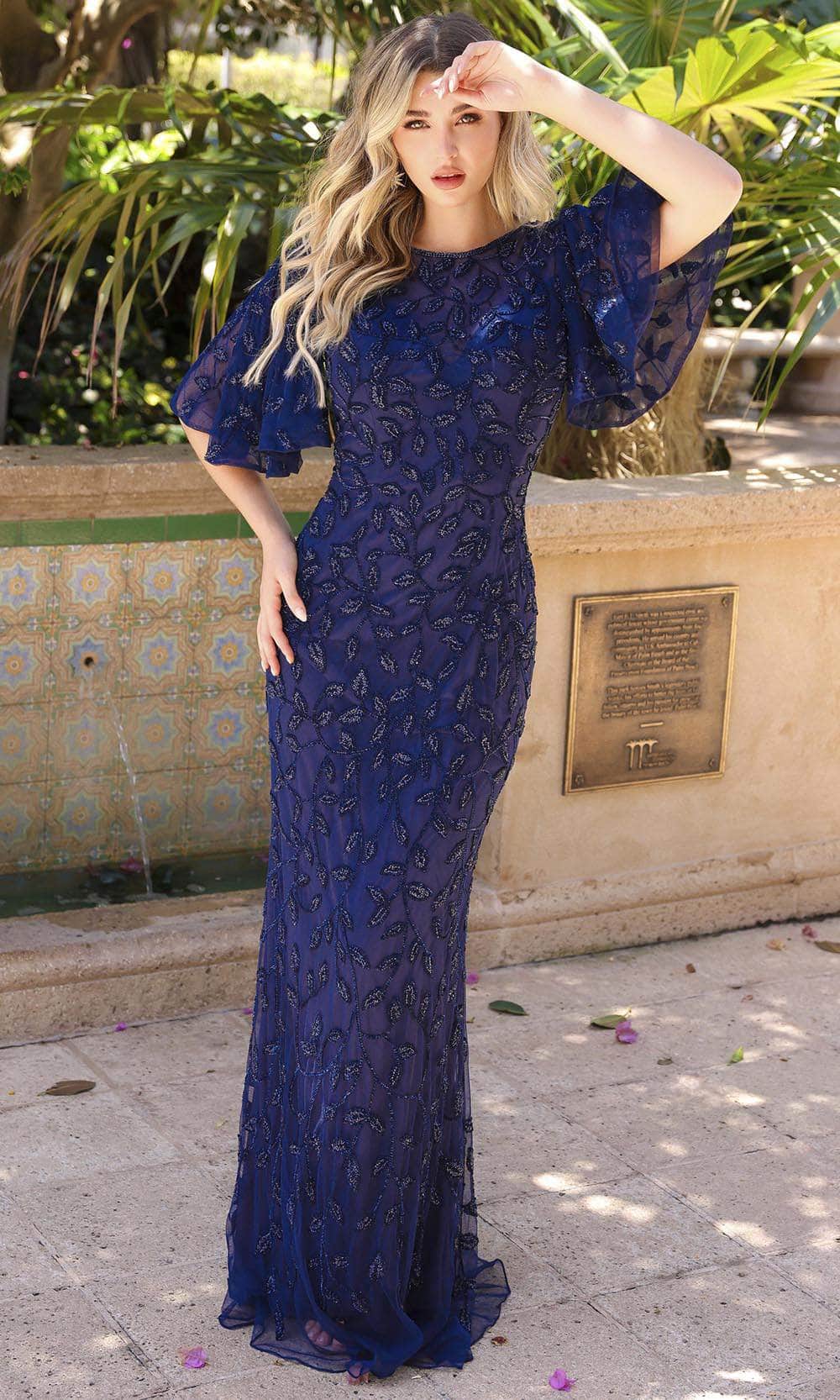Primavera Couture 13111 - Leaf Motif Mother Of the Bride Dress - back view