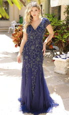 Primavera Couture 13112 - Short Sleeve Mermaid Evening Dress