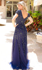 Primavera Couture 13112 - Short Sleeve Mermaid Evening Dress - back view