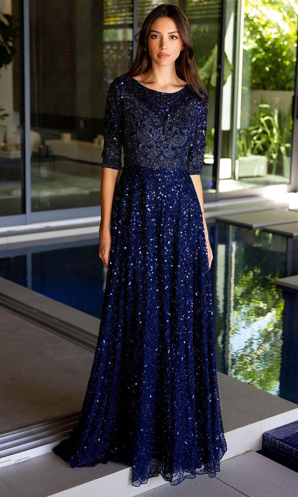 Primavera Couture 13115 - Scoop Jeweled A-Line Prom Gown - detail view