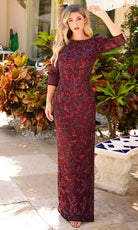 Primavera Couture 13116 - Quarter Sleeve Bateau Neck Long Dress - designer evening gown at Silhouette Dresses