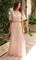 Primavera Couture 13119 - V-Neck Blouson Bodice Prom Gown