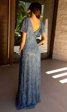 Primavera Couture 13124 - Beaded Flutter Sleeve Evening Dress - view 4