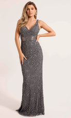 Primavera Couture 13132 - V-Neck Sleeveless Beaded Evening Gown - designer mother of the bride dress at Silhouette Dresses