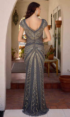 Primavera Couture 13135 - Beaded Lattice Cap Sleeve Evening Dress - view 4