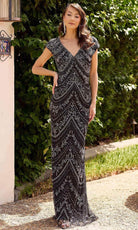 Primavera Couture 13138 - V-Neck Beaded Evening Gown