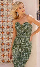 Primavera Couture 13141 - Plunging V-Neck Beaded Evening Gown
