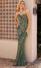 Primavera Couture 13141 - Plunging V-Neck Beaded Evening Gown - view 5