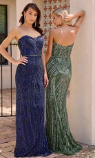 Primavera Couture 13141 - Plunging V-Neck Beaded Evening Gown - view 9