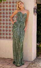 Primavera Couture 13141 - Plunging V-Neck Beaded Evening Gown - back view