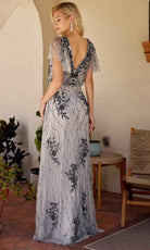 Primavera Couture 13144 - Floral Beaded Flutter Sleeve Gown