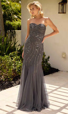 Primavera Couture 13145 - Strapless Sheer Capelet Evening Dress - detail view