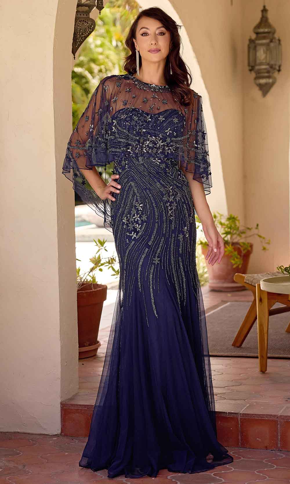 Primavera Couture 13145 - Strapless Sheer Capelet Evening Dress - view 6