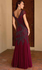 Primavera Couture 13148 - V-Neck Beaded Short Sleeve Evening Gown - detail view