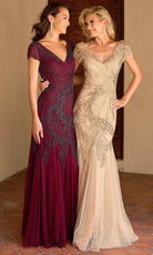Primavera Couture 13148 - V-Neck Beaded Short Sleeve Evening Gown - view 6