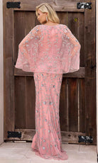 Primavera Couture 13149 - Sheer Capelet Beaded Foliage Evening Dress