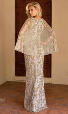 Primavera Couture 13149 - Sheer Capelet Beaded Foliage Evening Dress