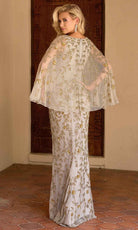 Primavera Couture 13149 - Sheer Capelet Beaded Foliage Evening Dress - view 8