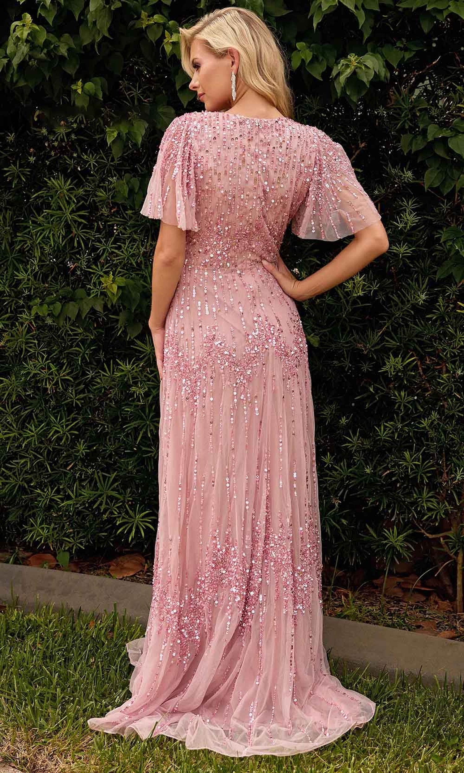 Primavera Couture 13153 - V-Neck Sequin Embellished Evening Gown