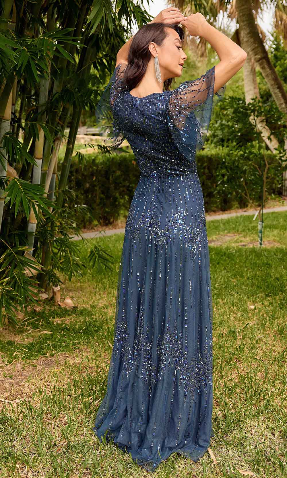 Primavera Couture 13153 - V-Neck Sequin Embellished Evening Gown - view 4