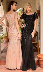 Primavera Couture 13155 - Square Neck Godet Detailed Evening Dress