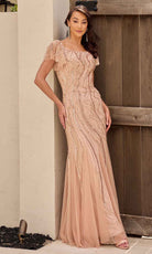 Primavera Couture 13155 - Square Neck Godet Detailed Evening Dress - view 4