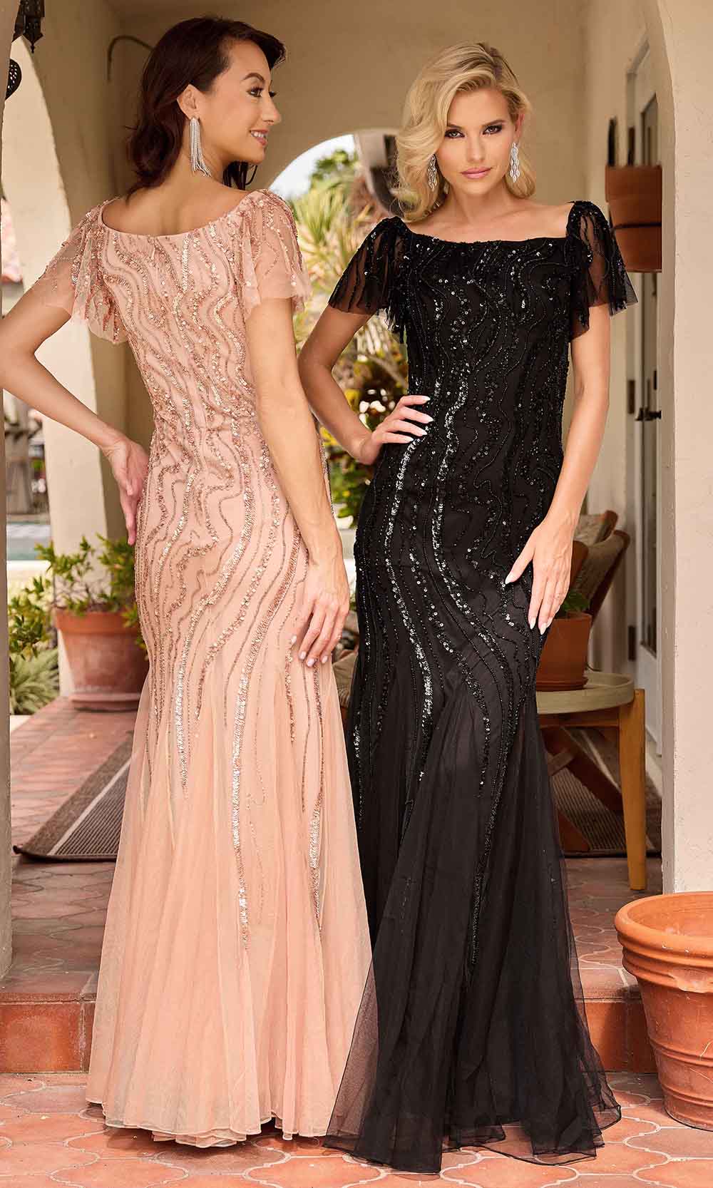 Primavera Couture 13155 - Square Neck Godet Detailed Evening Dress - view 10