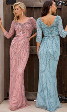 Primavera Couture 13156 - Quarter Sleeved Sheath Evening Dress