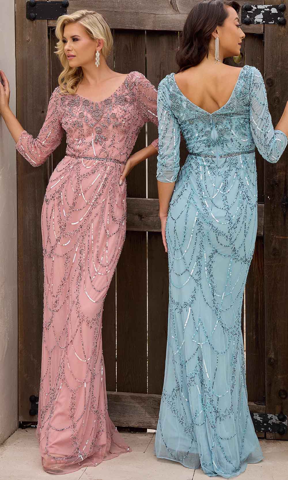 Primavera Couture 13156 - Quarter Sleeved Sheath Evening Dress - view 7