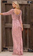 Primavera Couture 13156 - Quarter Sleeved Sheath Evening Dress - back view