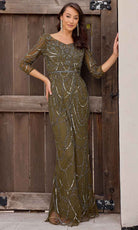 Primavera Couture 13156 - Quarter Sleeved Sheath Evening Dress - view 5