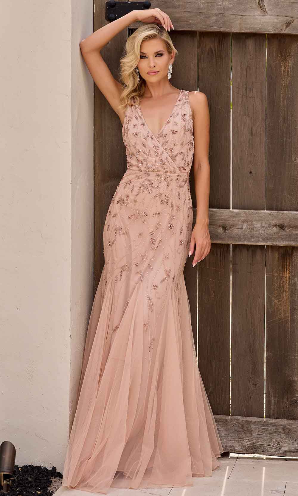 Primavera Couture 13158 - Open Back V-Neck Beaded Evening Gown - designer formal gown at Silhouette Dresses