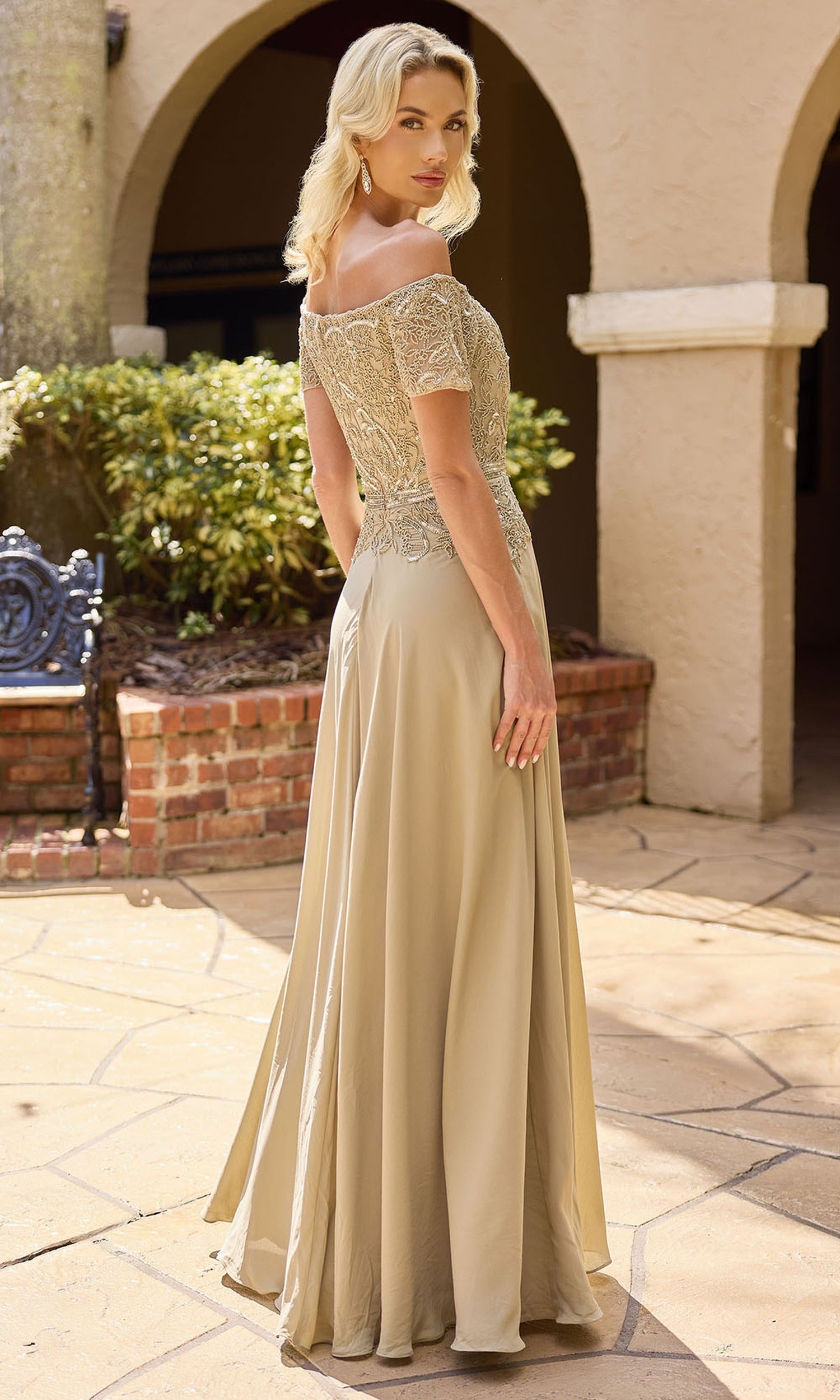 Primavera Couture 13164 - Off Shoulder Beaded Formal Dress