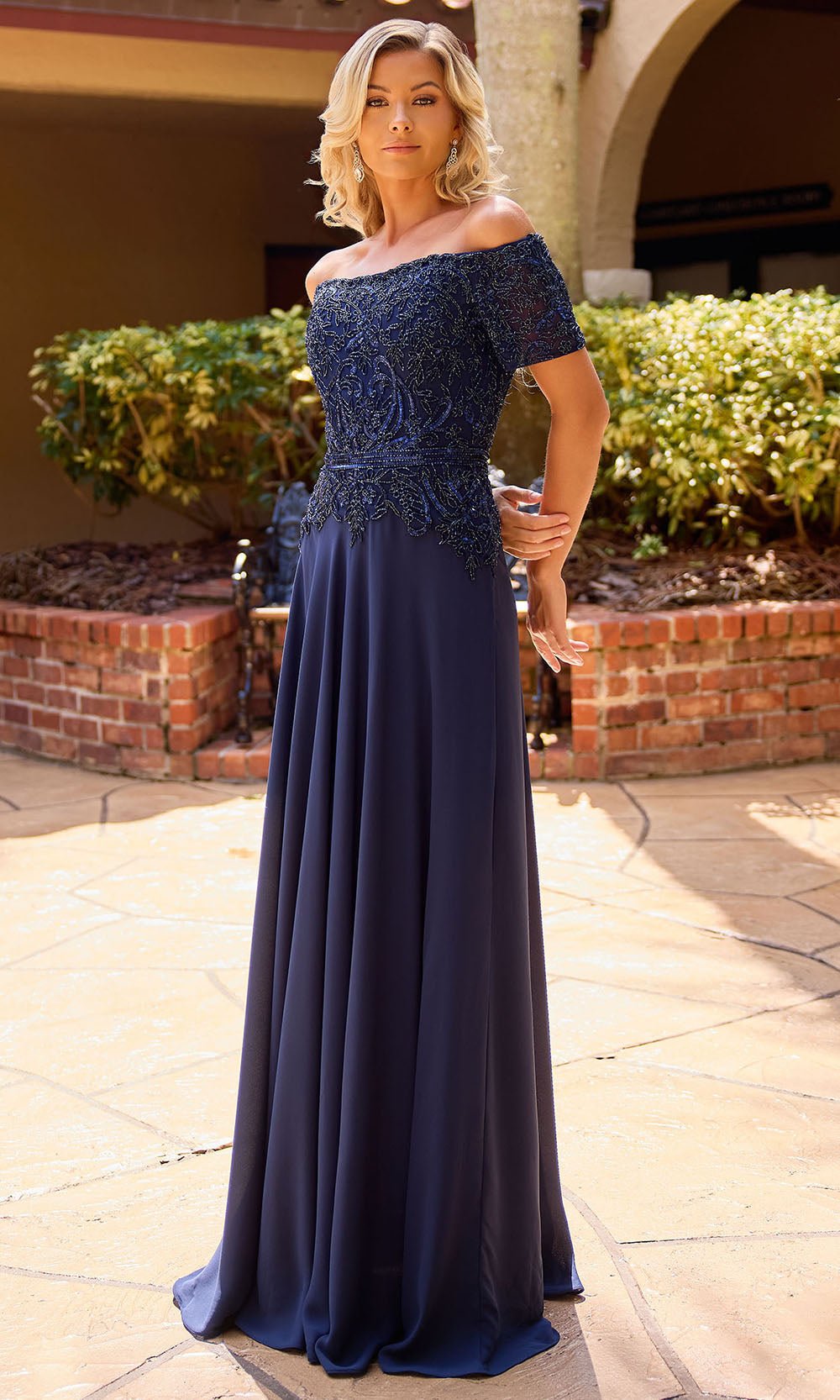 Primavera Couture 13164 - Off Shoulder Beaded Formal Dress - Silhouette Dresses