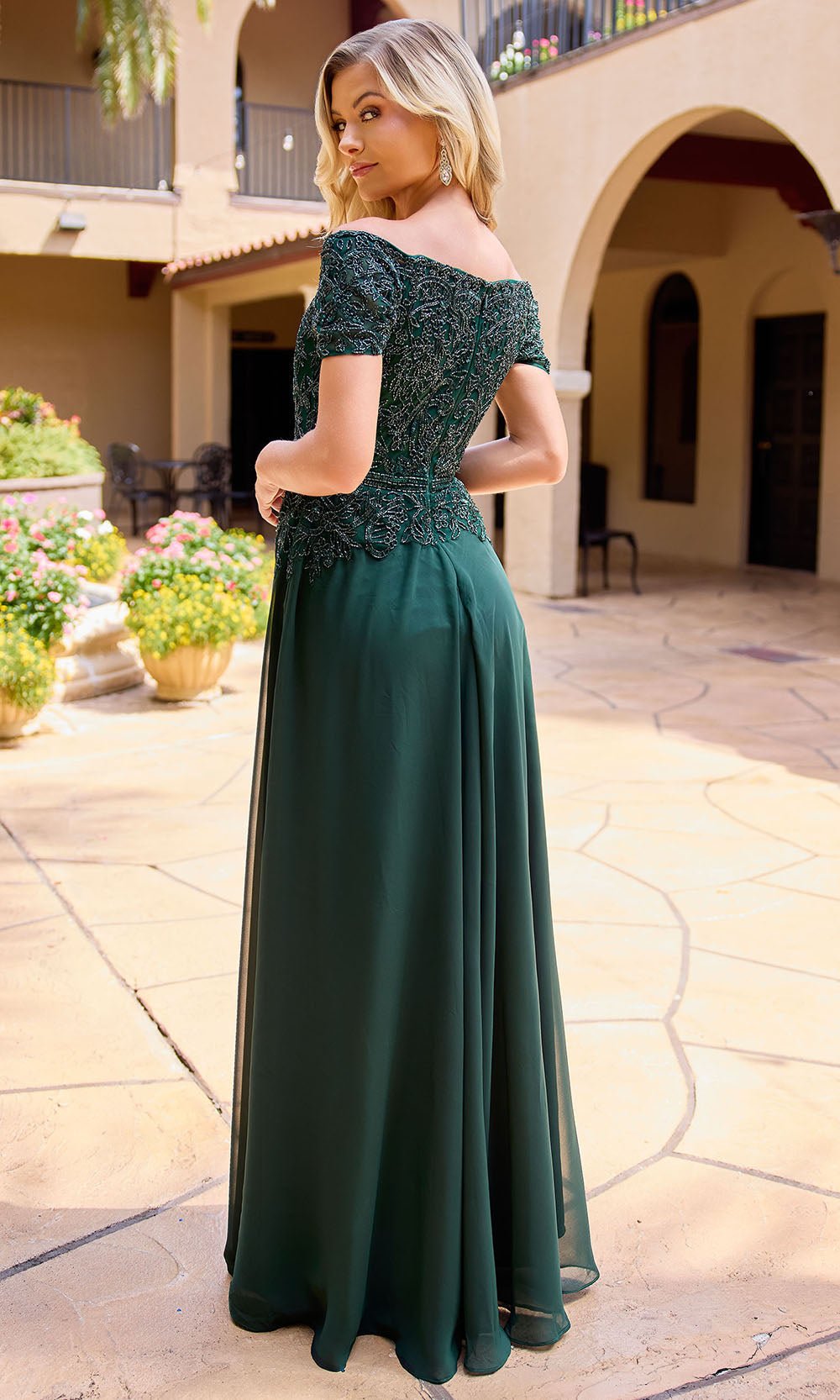 Primavera Couture 13164 - Off Shoulder Beaded Formal Dress - Silhouette Dresses