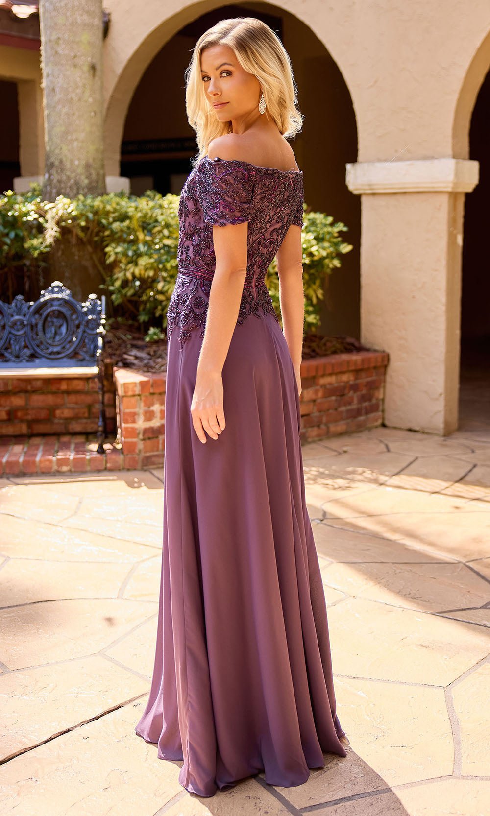 Primavera Couture 13164 - Off Shoulder Beaded Formal Dress - Silhouette Dresses