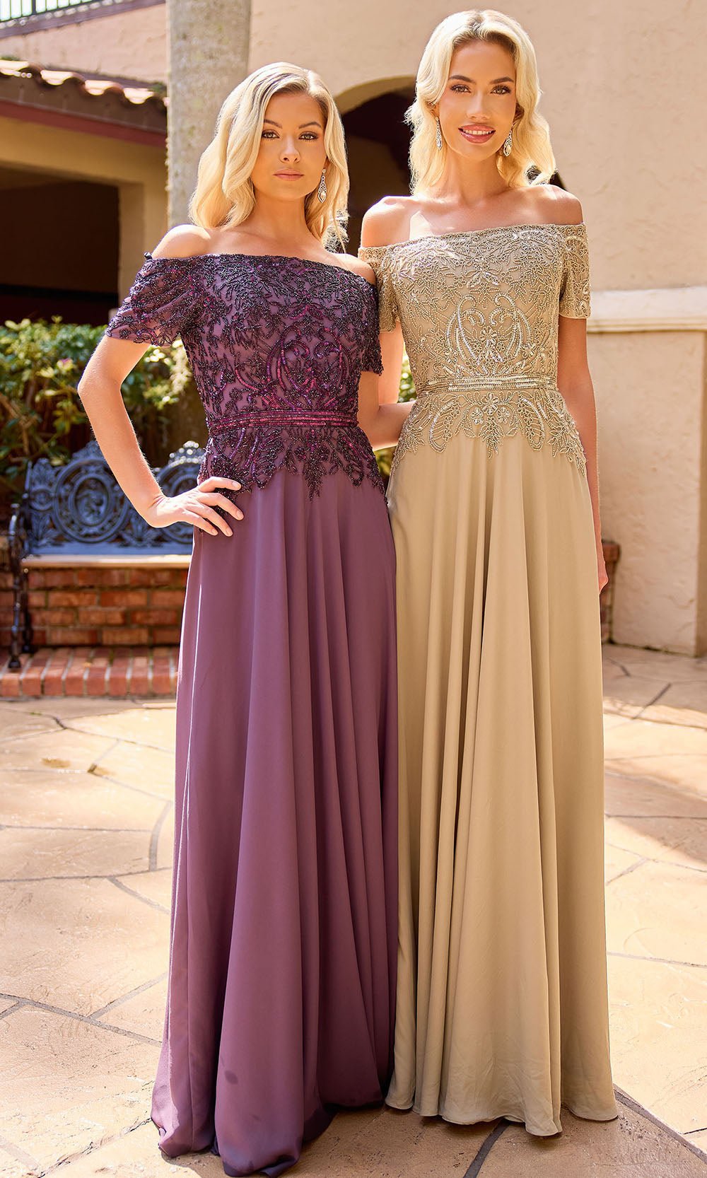 Primavera Couture 13164 - Off Shoulder Beaded Formal Dress - Silhouette Dresses