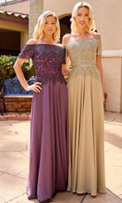 Primavera Couture 13164 - Off Shoulder Beaded Formal Dress - Silhouette Dresses