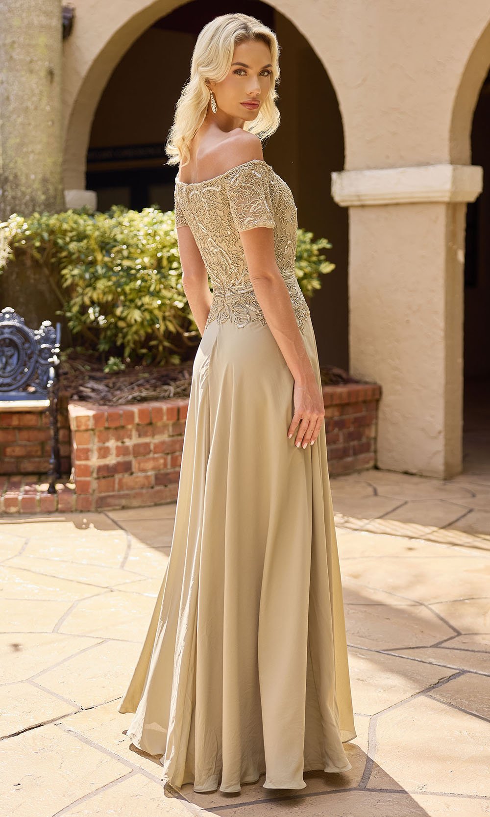 Primavera Couture 13164 - Off Shoulder Beaded Formal Dress - Silhouette Dresses