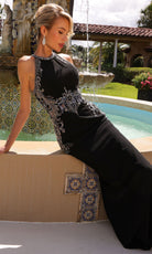 Primavera Couture 13167 - Beaded Applique Halter Formal Dress