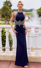 Primavera Couture 13167 - Beaded Applique Halter Formal Dress
